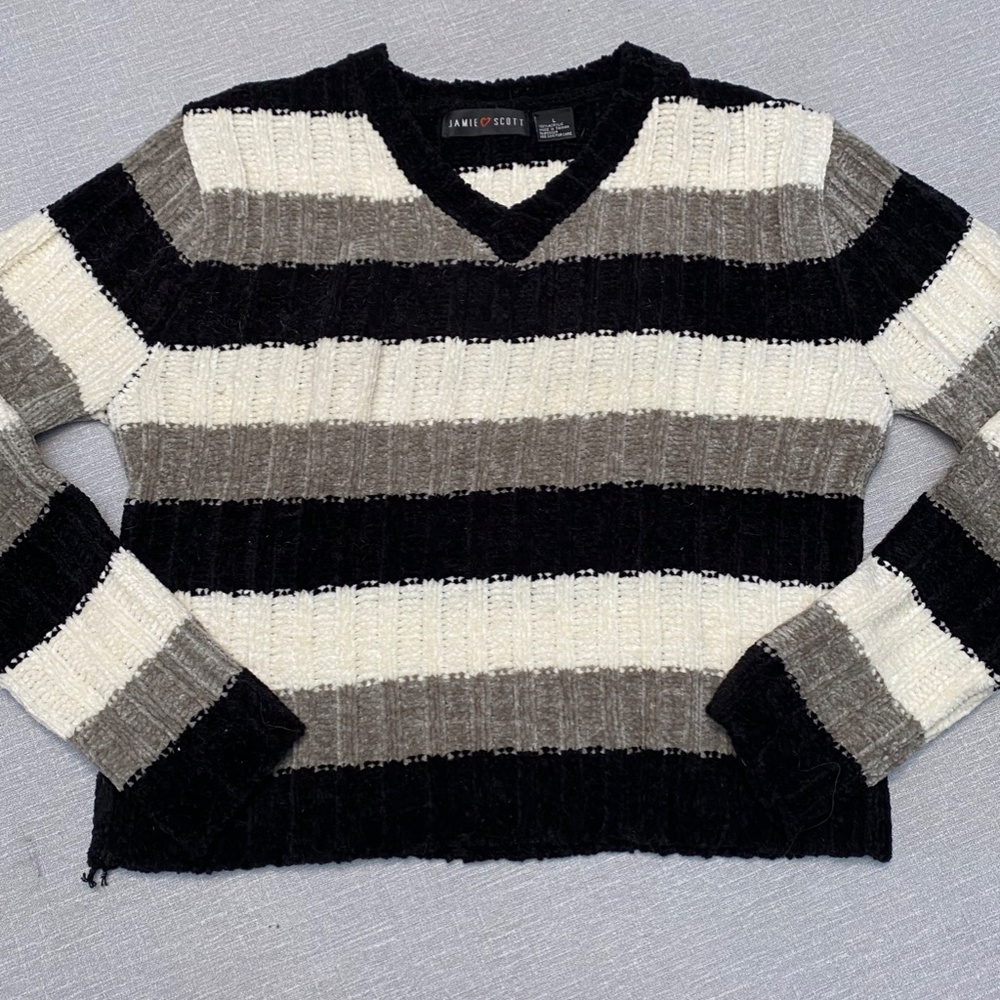 Plush Chenille Striped Sweater